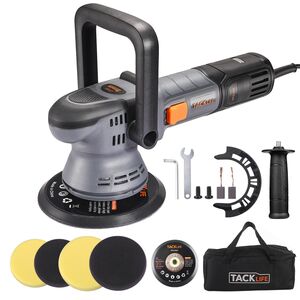 TACKLIFE PPGJ04A, Gess Auto-Polierer, Exzenter-Polierer, 6 variable Geschwindigkeiten 1500 U/min-6400 U/min, 150-mm/125-mm-Basis, abnehmbarer D-Griff/Seitengriff, 3M-Kabel, Auto-Polierschleifer