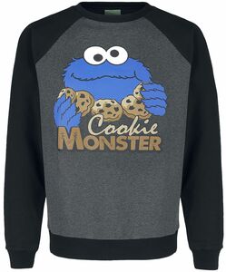 Sesamstraße Cookie Monster Sweatshirt dunkelgrau meliert schwarz