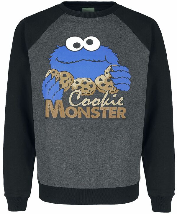 Bild 1 von Sesamstraße Cookie Monster Sweatshirt dunkelgrau meliert schwarz
