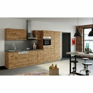 Held Möbel Küchenzeile Sorrento 360 cm Wotaneiche-Wotaneiche ohne E-Geräte