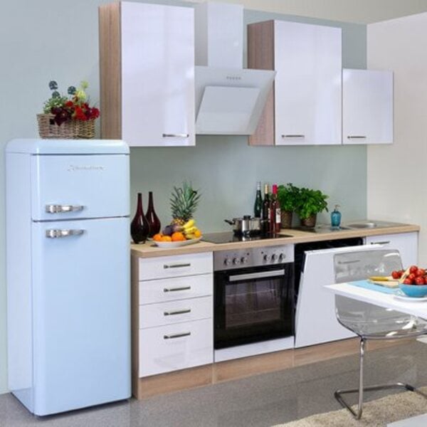 Bild 1 von Flex-Well Exclusiv Küchenzeile Valero 220 cm Hochglanz Weiß-Sonoma Eiche