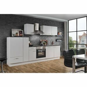 Menke Küchenzeile White Classic 300 cm Weiß-Marmor-Optik