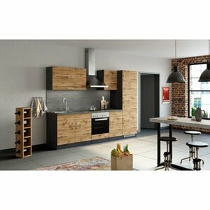 Held Möbel Küchenzeile Sorrento 270 cm Wotaneiche-Grafit ohne E-Geräte