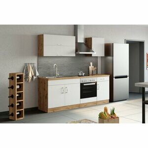 Held Möbel Küchenzeile Sorrento 210 cm Weiß-Wotaneiche
