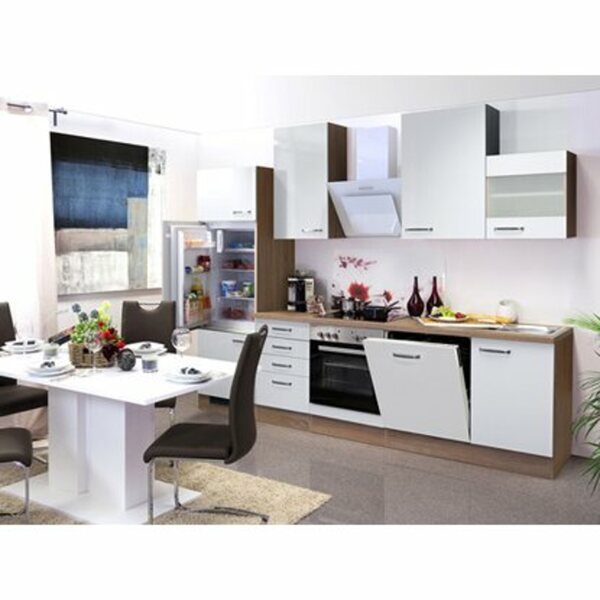 Bild 1 von Flex-Well Exclusiv Küchenzeile Valero 280 cm Hochglanz Weiß-Sonoma Eiche