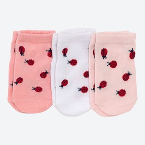 Baby-Mädchen-Sneaker-Socken mit Marienkäfer-Muster, 3er-Pack