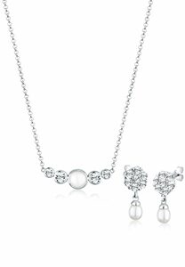 Elli Premium Schmuckset »mit Perle und Kristalle 925 Silber«