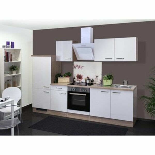Bild 1 von Flex-Well Exclusiv Küchenzeile Valero 270 cm Hochglanz Weiß-Sonoma Eiche