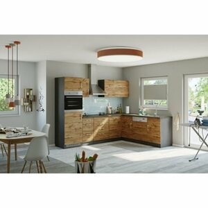 Held Möbel Küchenzeile Sorrento 210/ 270 cm Wotaneiche-Grafit o. E-Geräte Winkel