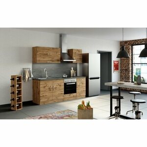 Held Möbel Küchenzeile Sorrento 210 cm Wotaneiche-Wotaneiche ohne E-Geräte