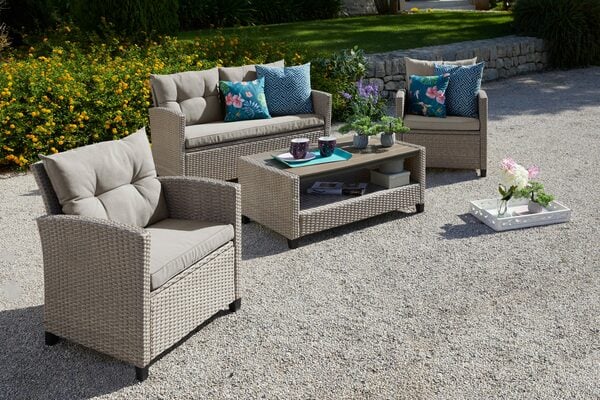 Bild 1 von KONIFERA Gartenlounge-Set »Lorca«, (16-tlg), 2er Sofa, 2 Sessel, 2 Hocker, Tisch, Polyrattan