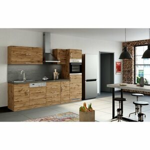 Held Möbel Küchenzeile Sorrento 270 cm Wotaneiche-Wotaneiche ohne E-Geräte