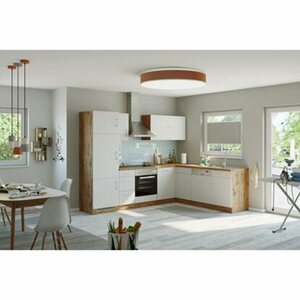 Held Möbel Küchenzeile Sorrento 210/ 270 cm Weiß-Wotaneiche Winkel