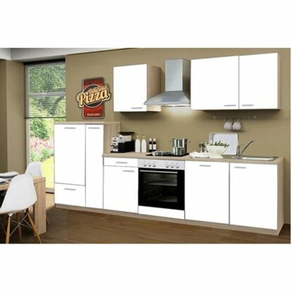 Bild 1 von Menke Küchenzeile Classic 310 cm Weiß Melamin-Sonoma Eiche Nachbildung