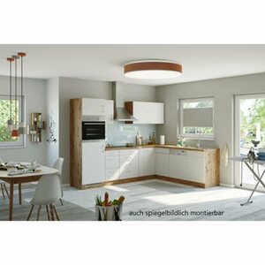 Held Möbel Küchenzeile Sorrento 210/ 270 cm Weiß-Wotaneiche Winkel