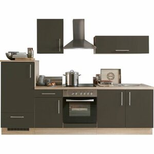 Menke Küchenzeile Premium 270 cm Lava Hochglanz-Sonoma Eiche Nachbildung
