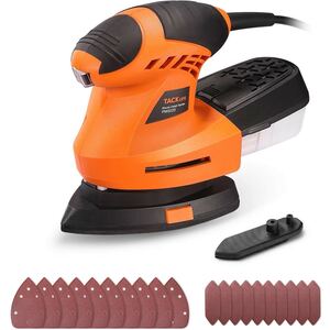 Tacklife PMS02B 12000 OPM Mouse Detail Sander mit 360° drehbarem Schleifpad, 20 Stücke Schleifpapier für das Schleifen