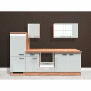 Flex-Well Exclusiv Küchenzeile Valero 270 cm ohne E-Geräte Hochglanz Weiß