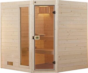 weka Sauna »Valida«, BxTxH: 189 x 172 x 203,5 cm, 38 mm, (Set) 7,5 kW-Ofen mit digitaler Steuerung