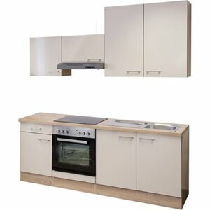 Flex-Well Exclusiv Küchenzeile Orlando 210 cm Kaschmir Glanz-Sonoma Eiche
