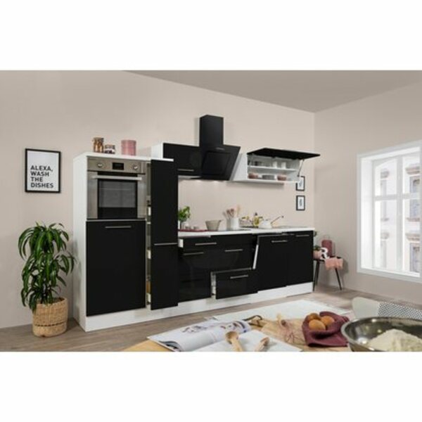 Bild 1 von Respekta Premium Küchenzeile 310 cm Hochbau Schwarz Hochglanz-Weiß