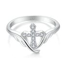 Bild 1 von Starchenie Kreuz Ringe 925 Sterling Silber Zirkonia Engelsflügel Ring für Damen(Größe60)