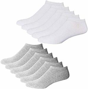 YouShow Sneaker Socken Herren Damen 10 Paar Kurze Halbsocken Quarter Baumwolle Unisex(Weiß und Grau,43-46)