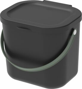 Rotho Mülltrennungssystem Albula 6 L, BLACK COLLECTION Recyclingbehälter, 23,5 x 20 x 20,8 cm