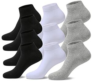 YouShow Sneaker Socken Herren Damen 10 Paar Kurze Halbsocken Quarter Baumwolle Unisex (43-46, Schwarz Weiß Grau)