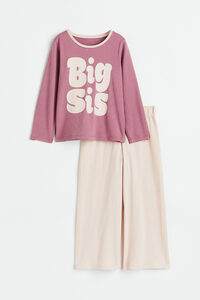 H&M Geschwisterpyjama aus Baumwolle Lila/Big Sis, Pyjamas in Größe 92. Farbe: Purple/big sis