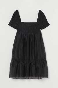 H&M Gesmoktes Kleid in A-Linie Schwarz, Party kleider Größe XL. Farbe: Black