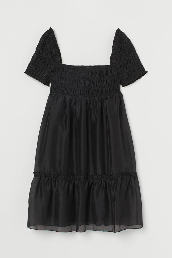 Bild 1 von H&M Gesmoktes Kleid in A-Linie Schwarz, Party kleider Größe XL. Farbe: Black