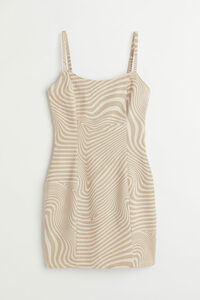 H&M Figurbetontes Kleid Hellbeige/Gemustert, Alltagskleider in Größe 36. Farbe: Light beige/patterned