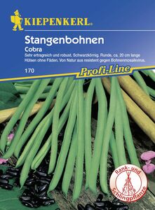 Kiepenkerl Profi-Line Stangenbohnen Cobra
, 
Phaseolus vulgaris var. vulgaris, Inhalt: 6-8 Stangen