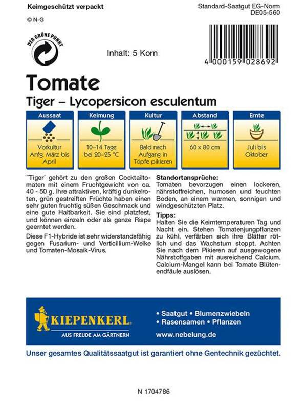 Bild 1 von Kiepenkerl Tomate Tiger Solanum lycopersicum, Inhalt: 5 Korn