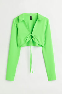 H&M Cropped Shirt mit Kragen Neongrün, Tops in Größe 46. Farbe: Neon green
