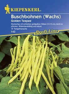 Kiepenkerl Buschbohne Golden Teepee
, 
Phaseolus vulgaris var. nanus, Inhalt: ca. 8-10 lfd. Meter