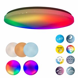 Näve LED Deckenleuchte Rainbow Ø 60 cm, Regenbogen Farben, Nachtlicht- und Memoryfunktion, weiß