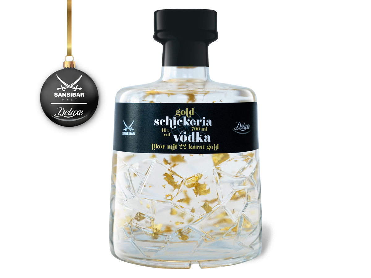 Sansibar Deluxe Schickeria Vodkalikör mit Goldstückchen 40 Vol von
