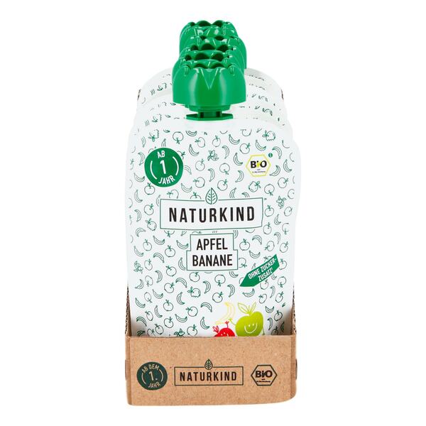 Bild 1 von NATURKIND Bio Quetschbeutel Apfel Banane 100 g, 6er Pack