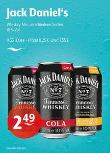 Jack Daniel's Whiskey-Mix
verschiedene Sorten
10 % Vol.