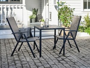 JERSORE L70 Tisch schwarz + 2 MELLBY Stuhl schwarz