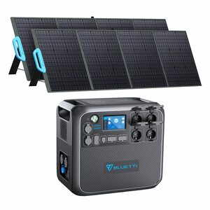 BLUETTI Stromerzeuger »AC200MAX+2*PV200 Solar Stromerzeuger Kits«, 2,20 in kW, (AC200MAX mit 2 xPV200, 3-tlg., für Notstromversorgung Camping, Stromausfall), 2200W AC-Steckdosen