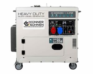 Könner & Söhnen Stromerzeuger »KS 9200HDES-1/3 ATSR«, 7,50 in kW, (18PS 4-Takt Dieselmotor, E-Start, Vorwärmer, 1-tlg., LED-Anzeige, Kupfer, Lärmarm, 7500/6400 Watt), 1x16A (400V)/ 1x32A (
