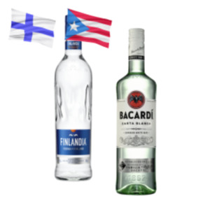 Bacardi Carta Blanca Rum, Spiced, Razz oder Finlandia