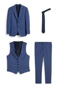 C&A Anzug mit Krawatte-Regular Fit-4 teilig, Blau, Größe: 60