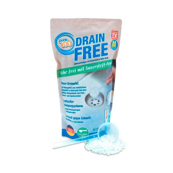 Bild 1 von Pure 100 Drain Free Abflussreiniger, Aktivperlen aus natürlichem Sauerstoff & Aktivsoda, 1 kg