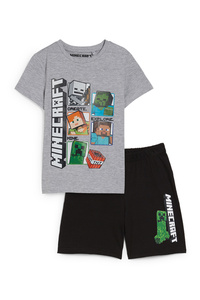 C&A Minecraft-Shorty-Pyjama-In-Conversion Baumwolle, Grau, Größe: 134