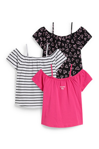 C&A Multipack 3er-Kurzarmshirt-In-Conversion Baumwolle, Pink, Größe: 122-128
