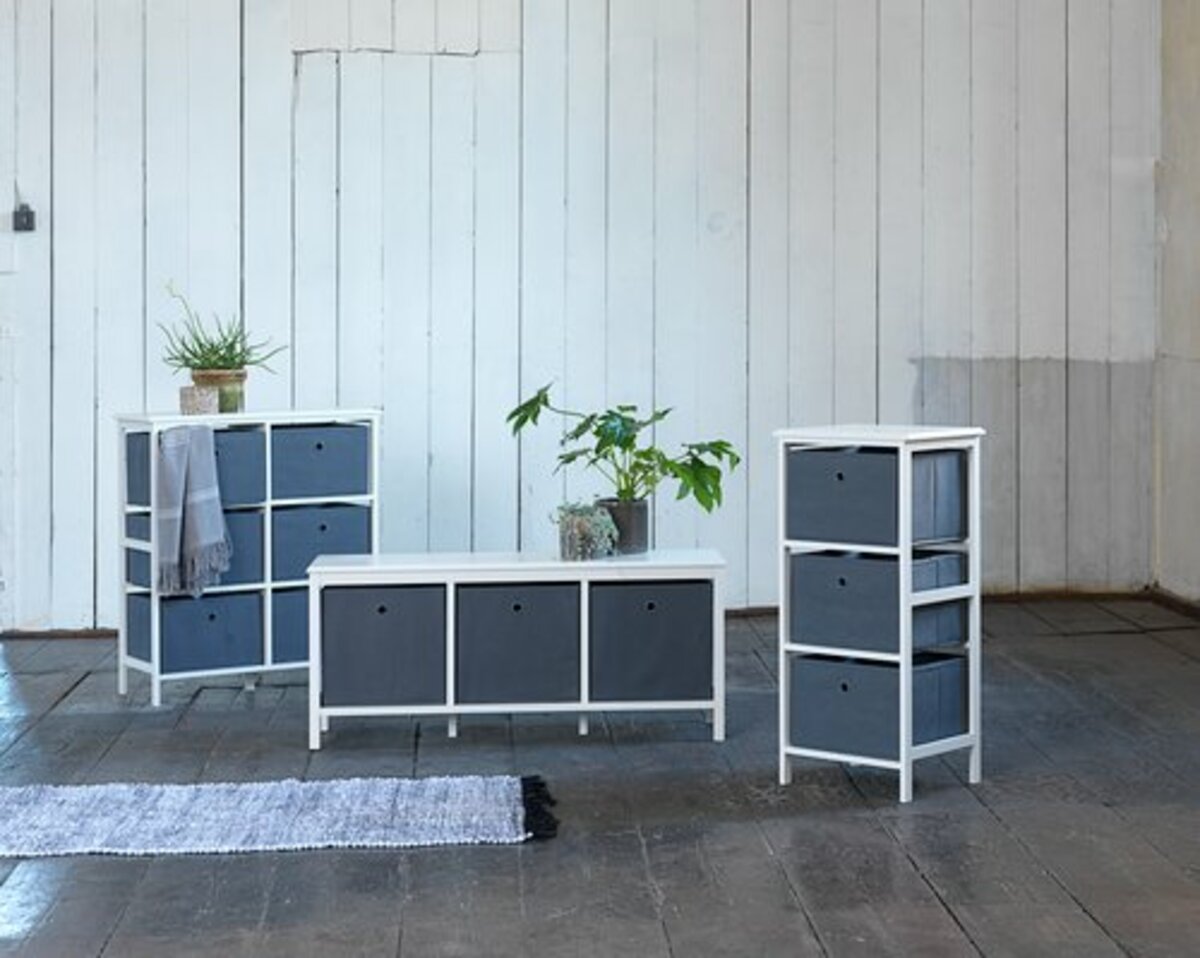 Bild 3 von Kommode ODBY 3 Körbe grau/weiß